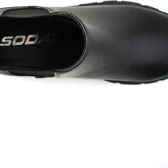 Women Chelsea Ankle Bootie Faux Suede Vegan Leather Lug Sole Block Heel - Picture 5 of 5